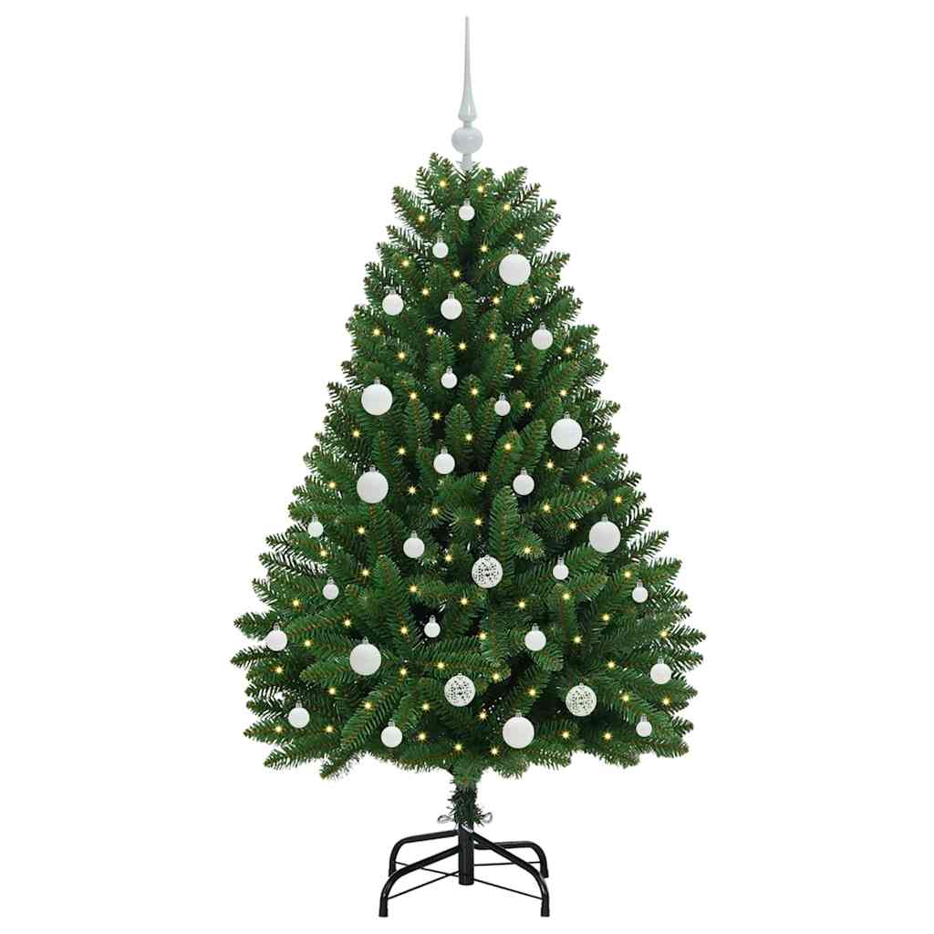 Kunstigt juletræ med 150 LED'er Grøn 150 cm PVC og metal