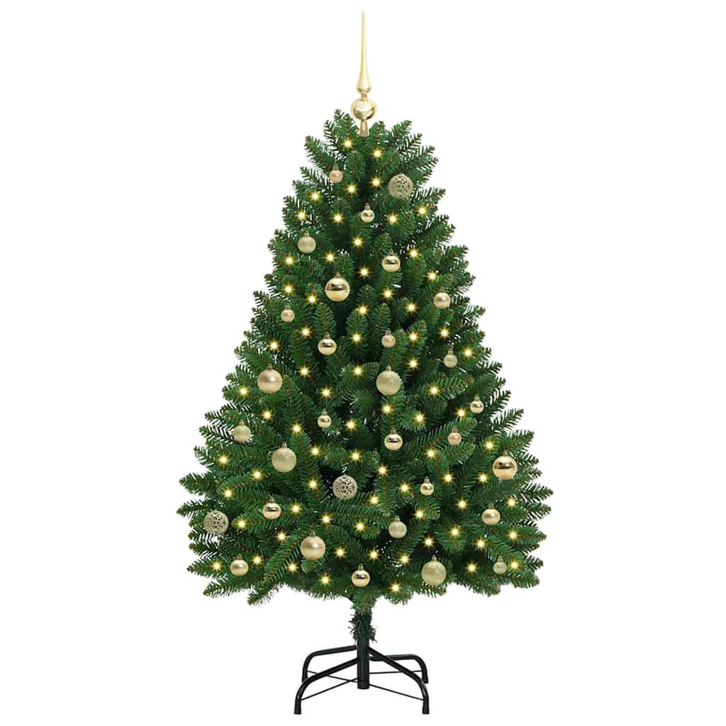 Kunstigt juletræ med 150 LED'er Grøn 150 cm PVC og metal