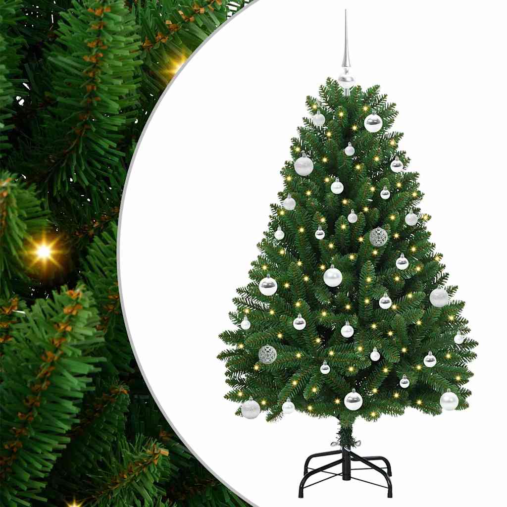 Kunstigt juletræ med 150 LED'er Grøn 150 cm PVC og metal