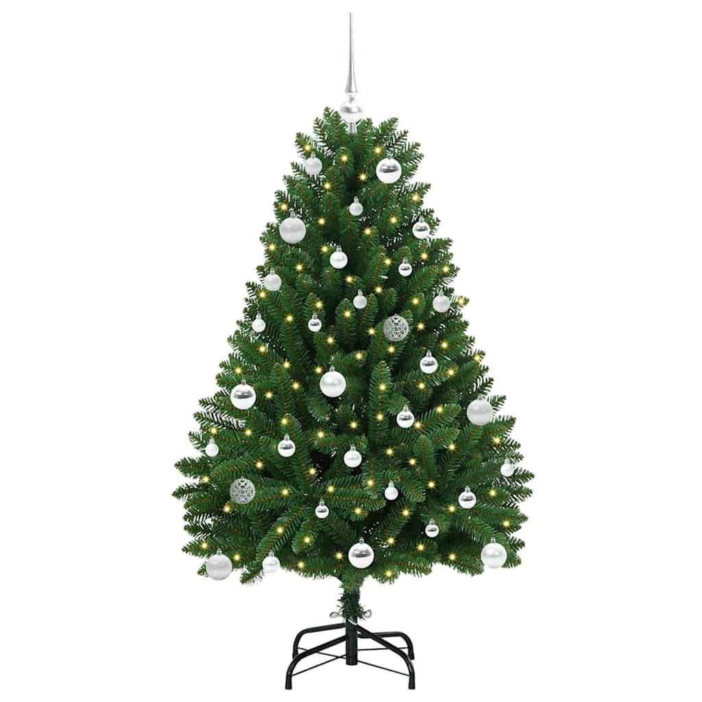 Kunstigt juletræ med 150 LED'er Grøn 150 cm PVC og metal