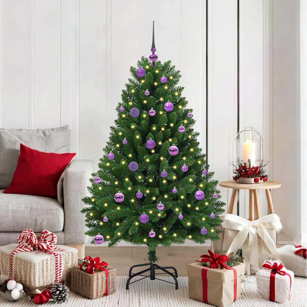 Kunstigt juletræ med 150 LED'er Grøn 150 cm PVC og metal