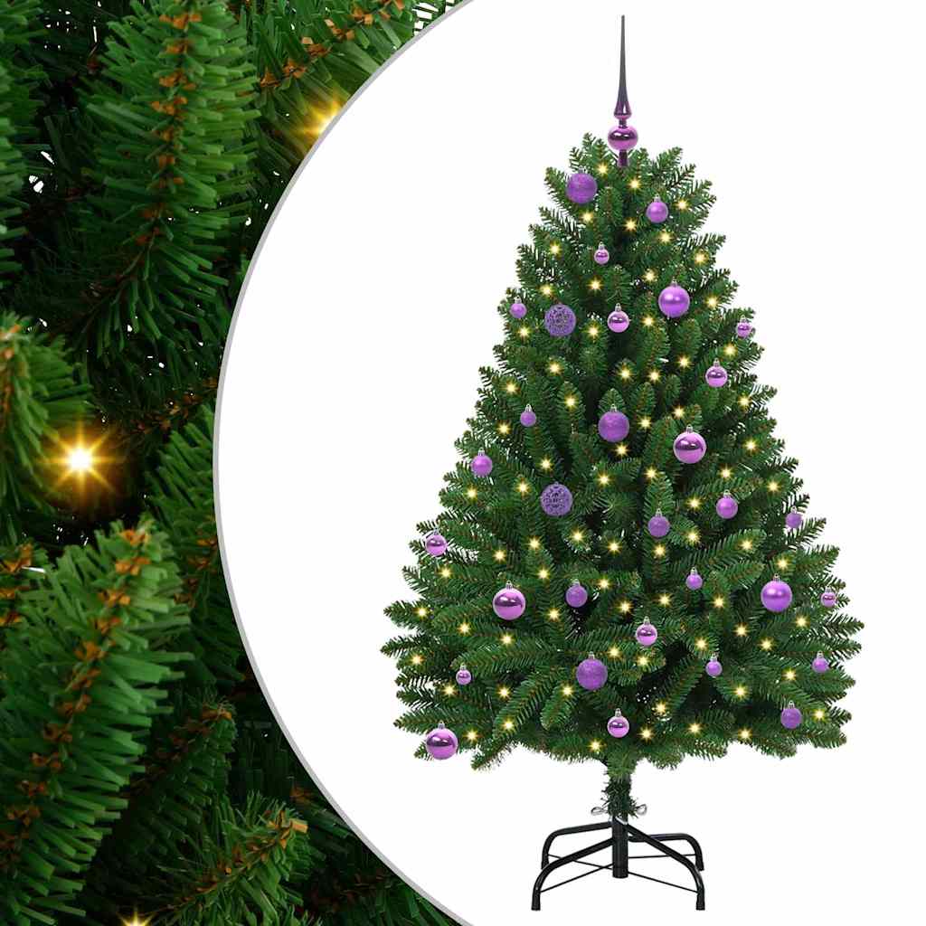 Kunstigt juletræ med 150 LED'er Grøn 150 cm PVC og metal
