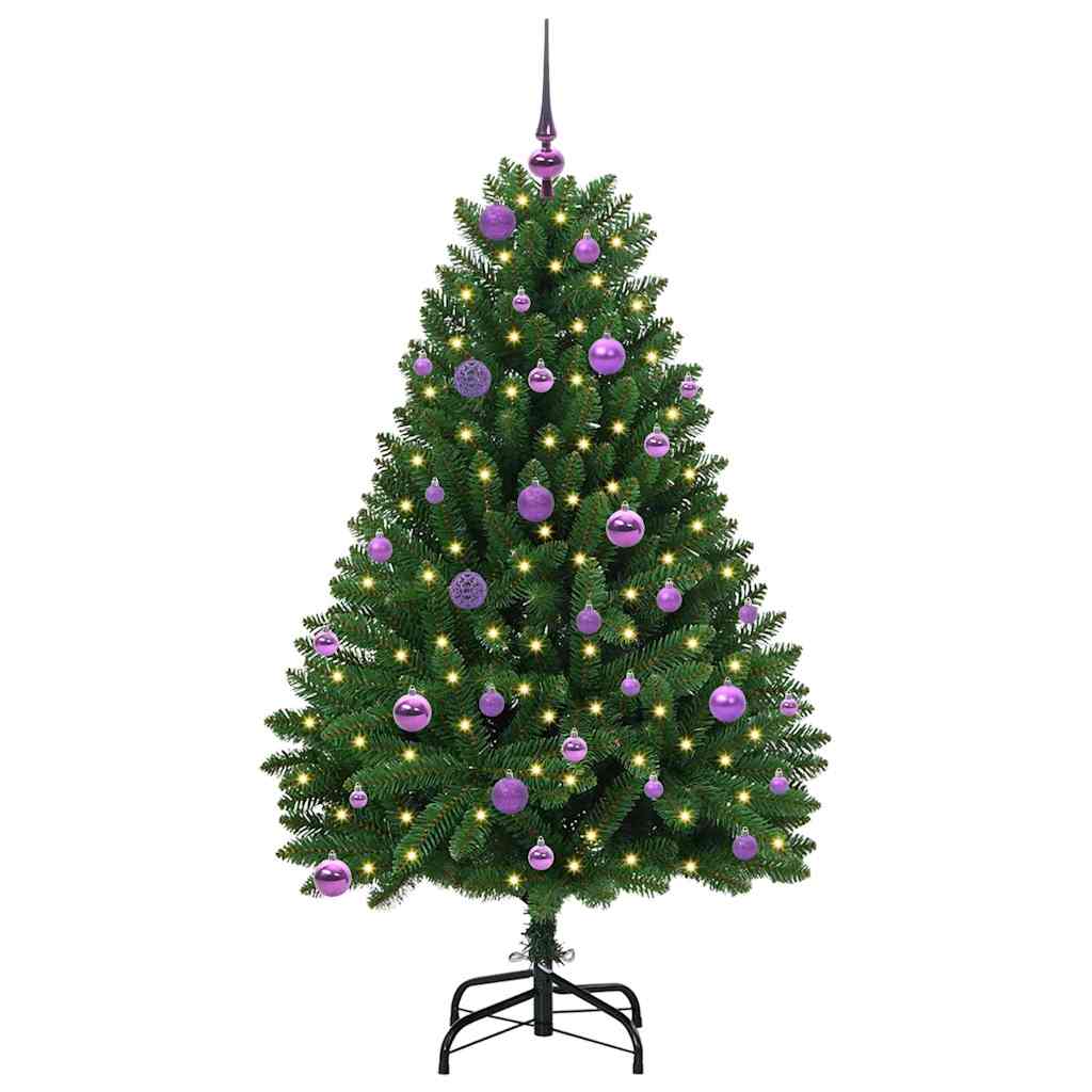 Kunstigt juletræ med 150 LED'er Grøn 150 cm PVC og metal