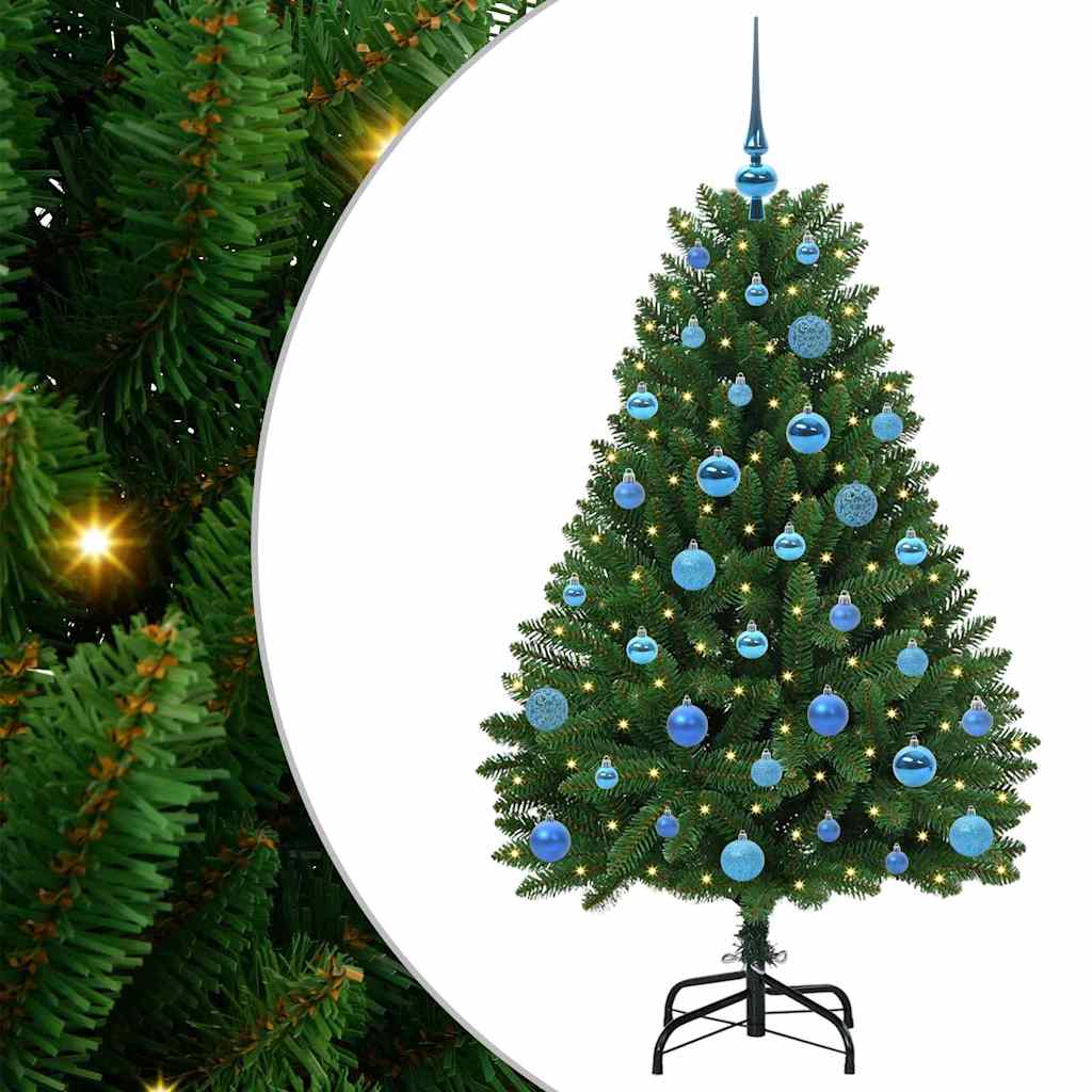 Kunstigt juletræ med 150 LED'er Grøn 150 cm PVC og metal