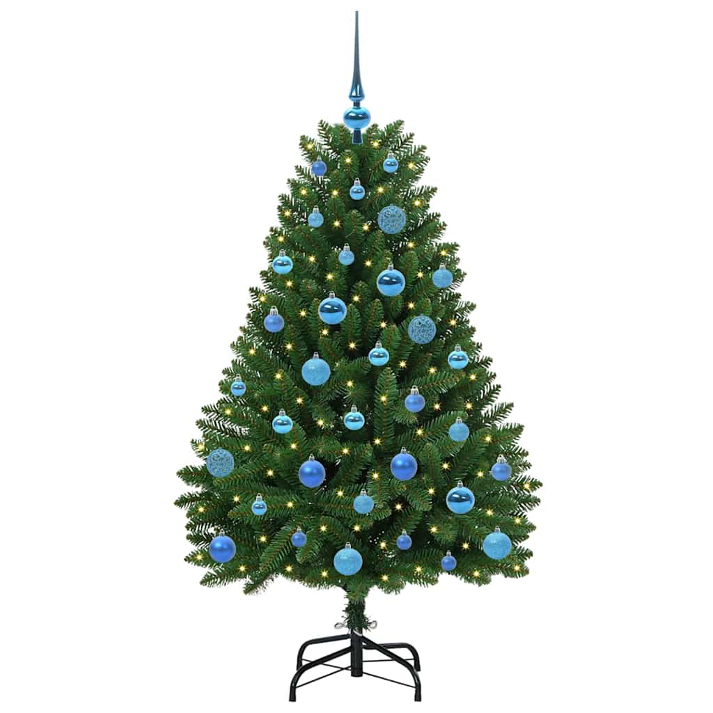 Kunstigt juletræ med 150 LED'er Grøn 150 cm PVC og metal