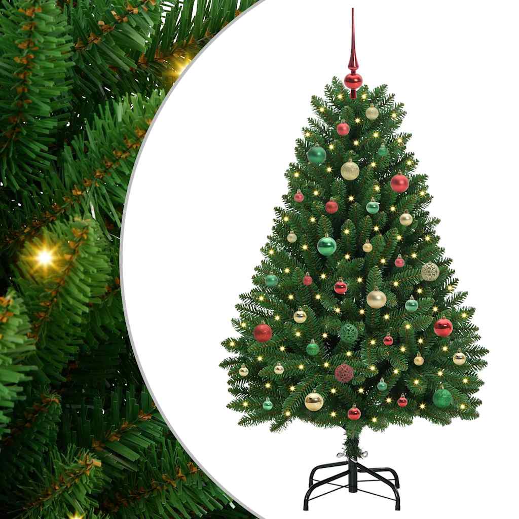 Kunstigt juletræ med 150 LED'er Grøn 150 cm PVC og metal
