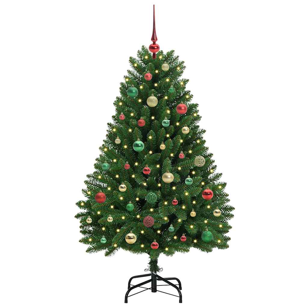 Kunstigt juletræ med 150 LED'er Grøn 150 cm PVC og metal