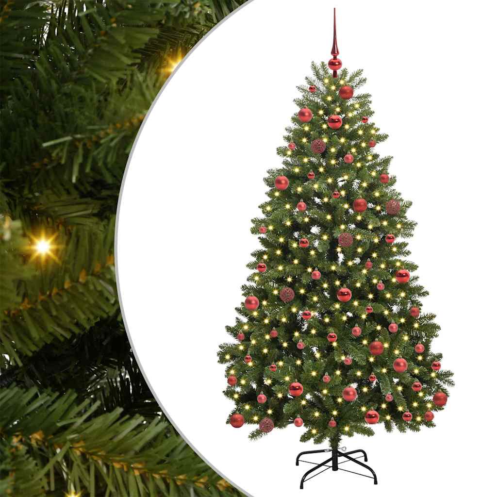Kunstigt juletræ med 300 LED'er Grøn 180 cm PVC og metal