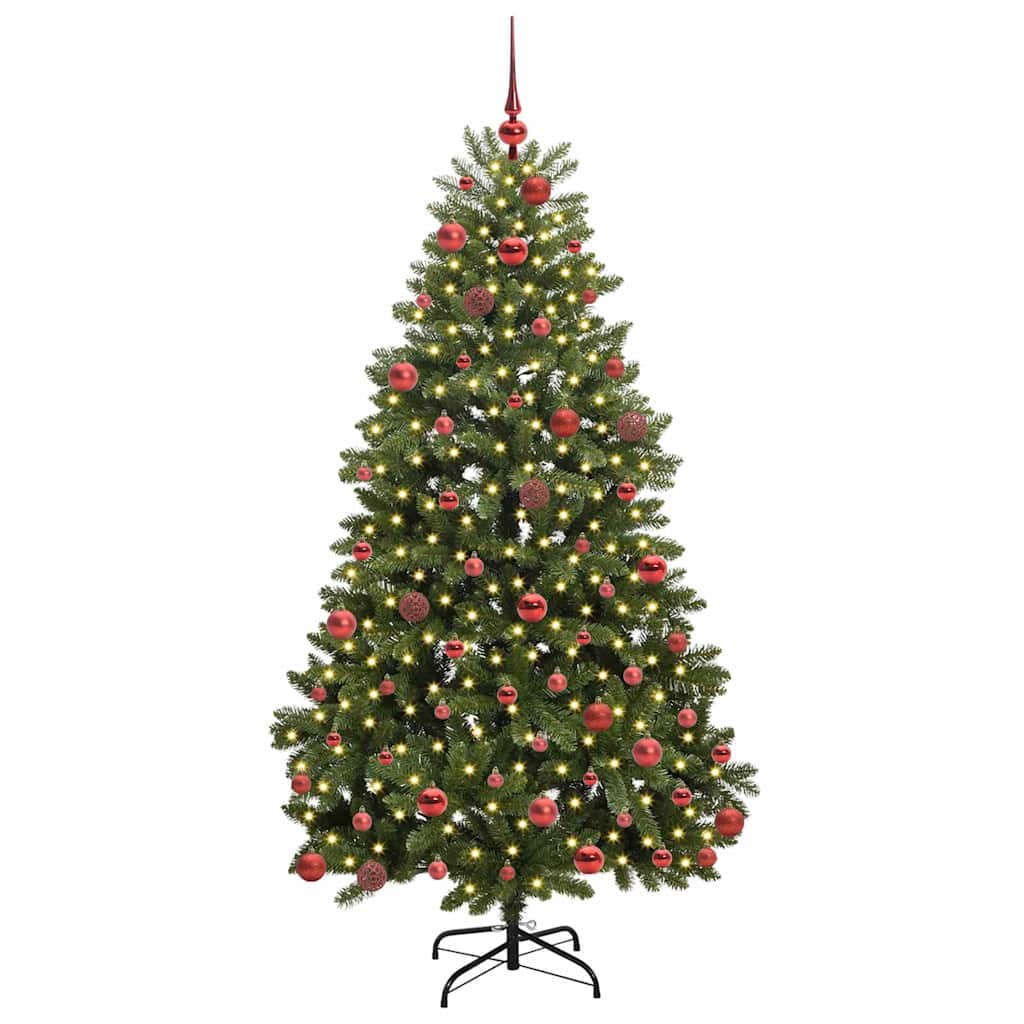 Kunstigt juletræ med 300 LED'er Grøn 180 cm PVC og metal