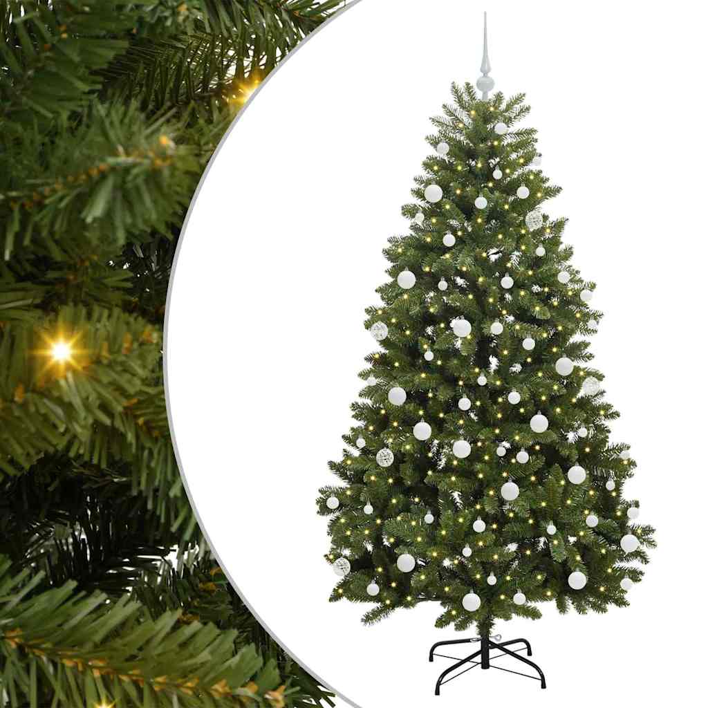 Kunstigt juletræ med 300 LED'er Grøn 180 cm PVC og metal
