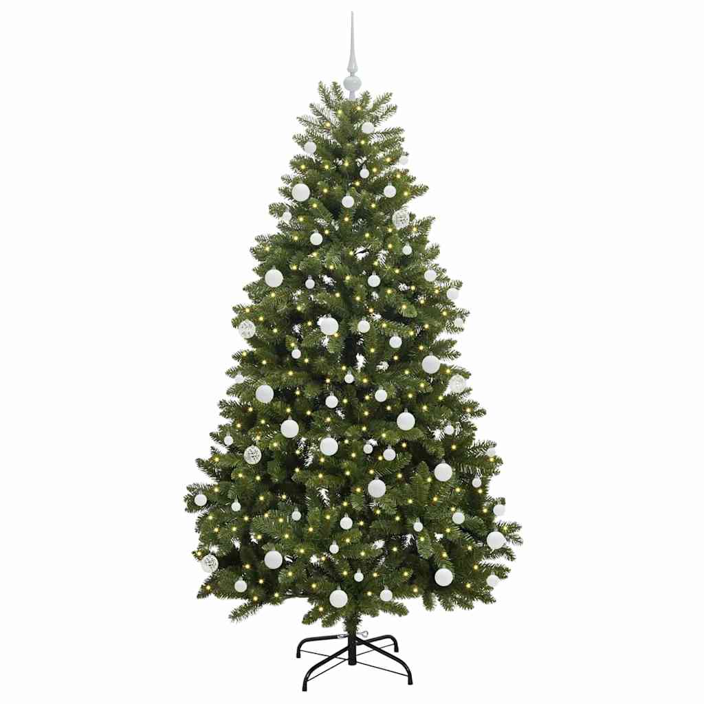 Kunstigt juletræ med 300 LED'er Grøn 180 cm PVC og metal