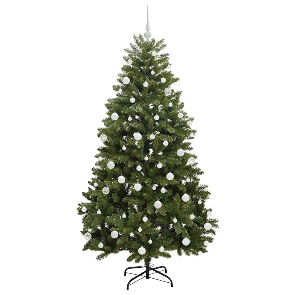 Kunstigt juletræ med 300 LED'er Grøn 180 cm PVC og metal