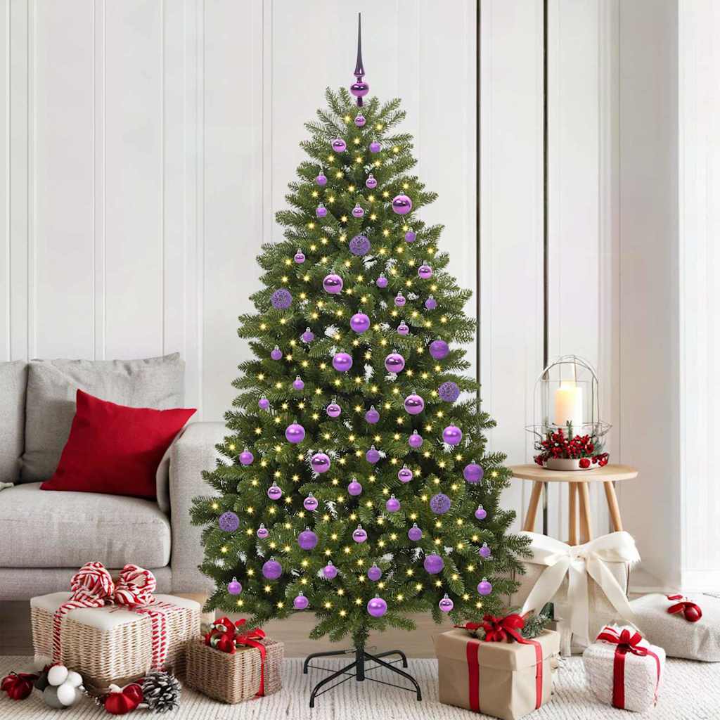 Kunstigt juletræ med 300 LED'er Grøn 180 cm PVC og metal