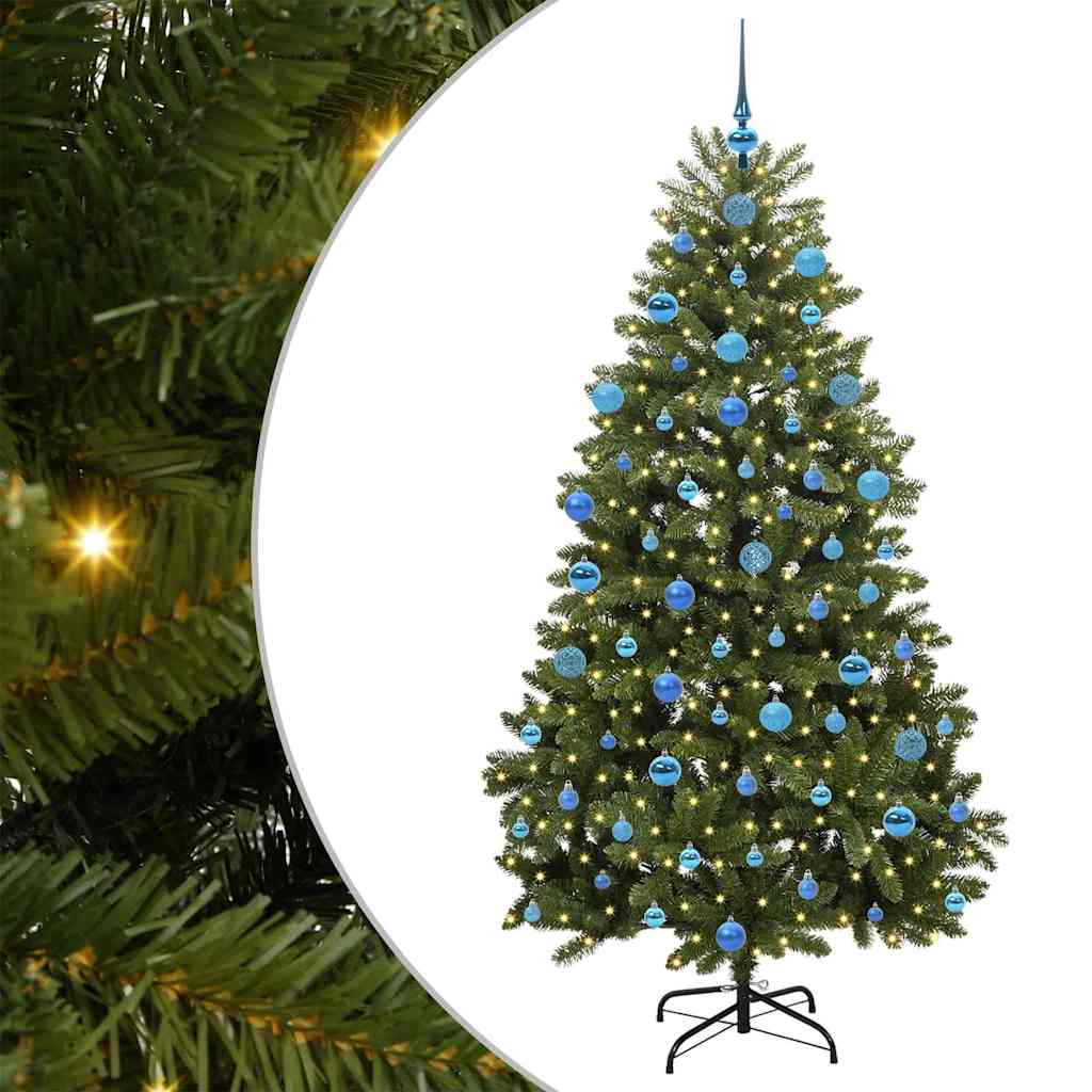 Kunstigt juletræ med 300 LED'er Grøn 180 cm PVC og metal