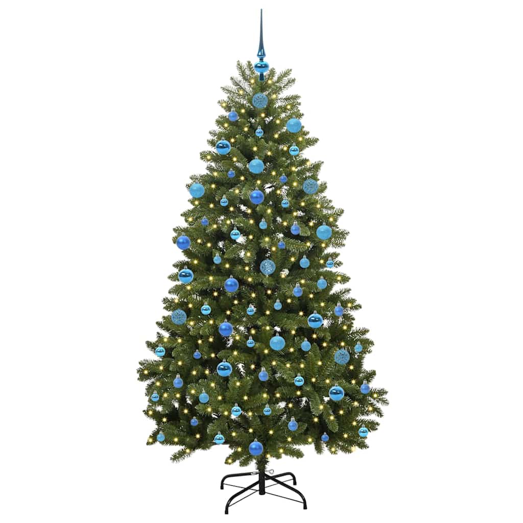 Kunstigt juletræ med 300 LED'er Grøn 180 cm PVC og metal