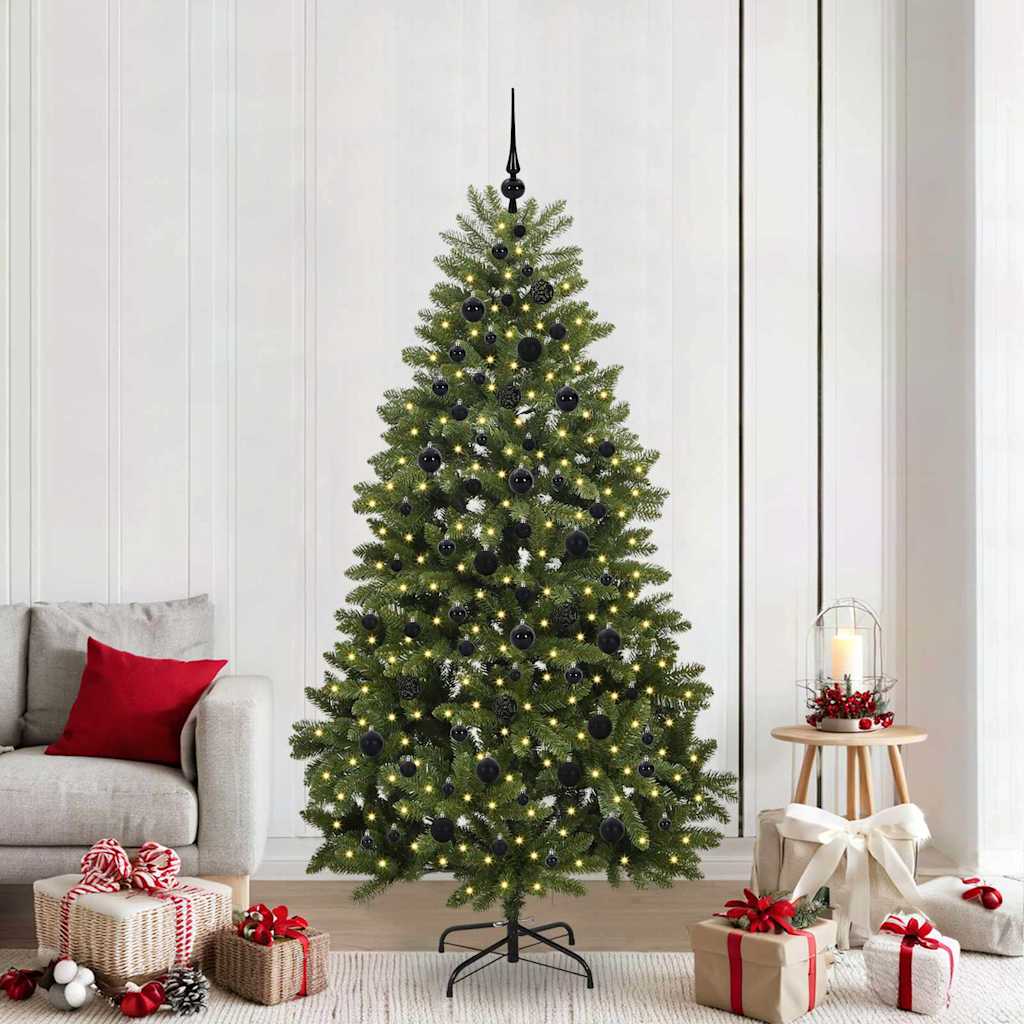 Kunstigt juletræ med 300 LED'er Grøn 210 cm PVC og metal