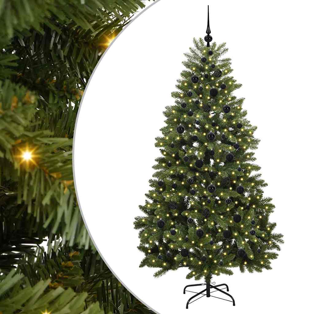 Kunstigt juletræ med 300 LED'er Grøn 210 cm PVC og metal