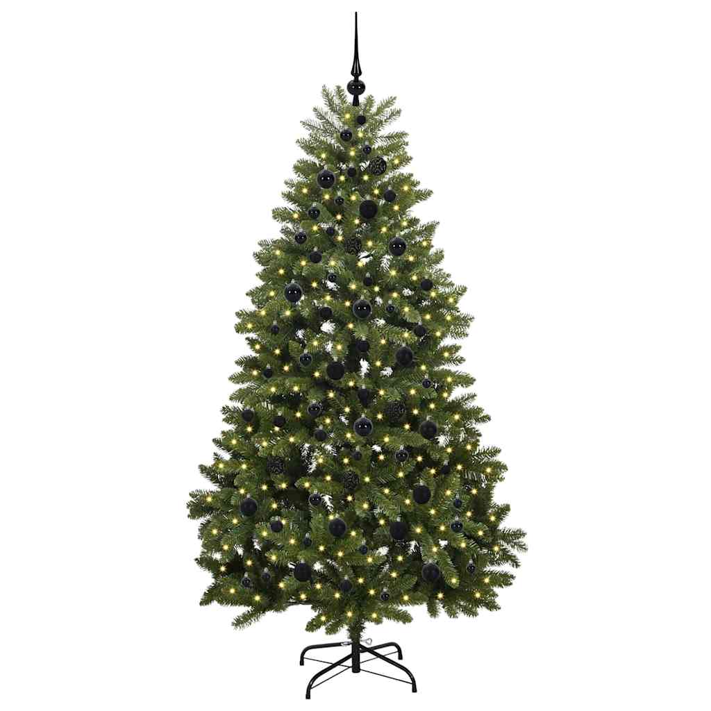 Kunstigt juletræ med 300 LED'er Grøn 210 cm PVC og metal