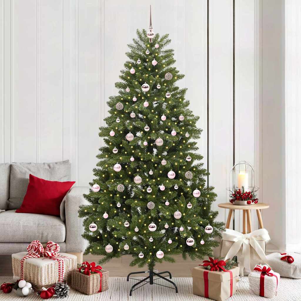 Kunstigt juletræ med 300 LED'er Grøn 210 cm PVC og metal