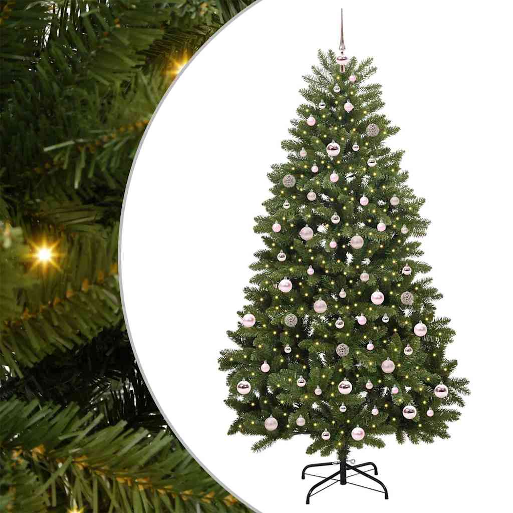 Kunstigt juletræ med 300 LED'er Grøn 210 cm PVC og metal