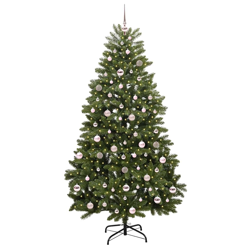 Kunstigt juletræ med 300 LED'er Grøn 210 cm PVC og metal