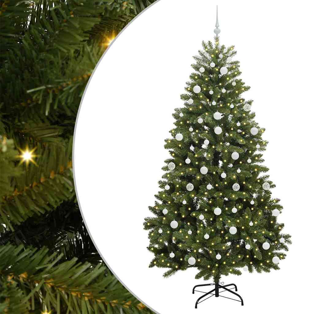 Kunstigt juletræ med 300 LED'er Grøn 210 cm PVC og metal