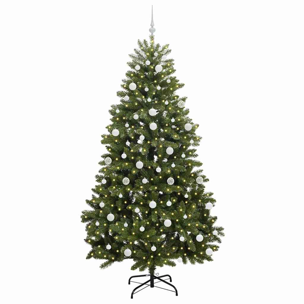 Kunstigt juletræ med 300 LED'er Grøn 210 cm PVC og metal