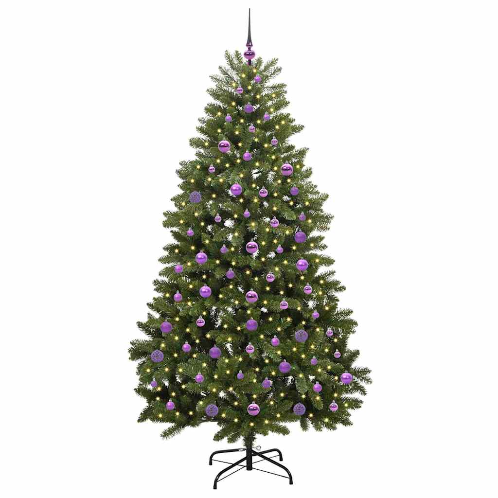 Kunstigt juletræ med 300 LED'er Grøn 210 cm PVC og metal