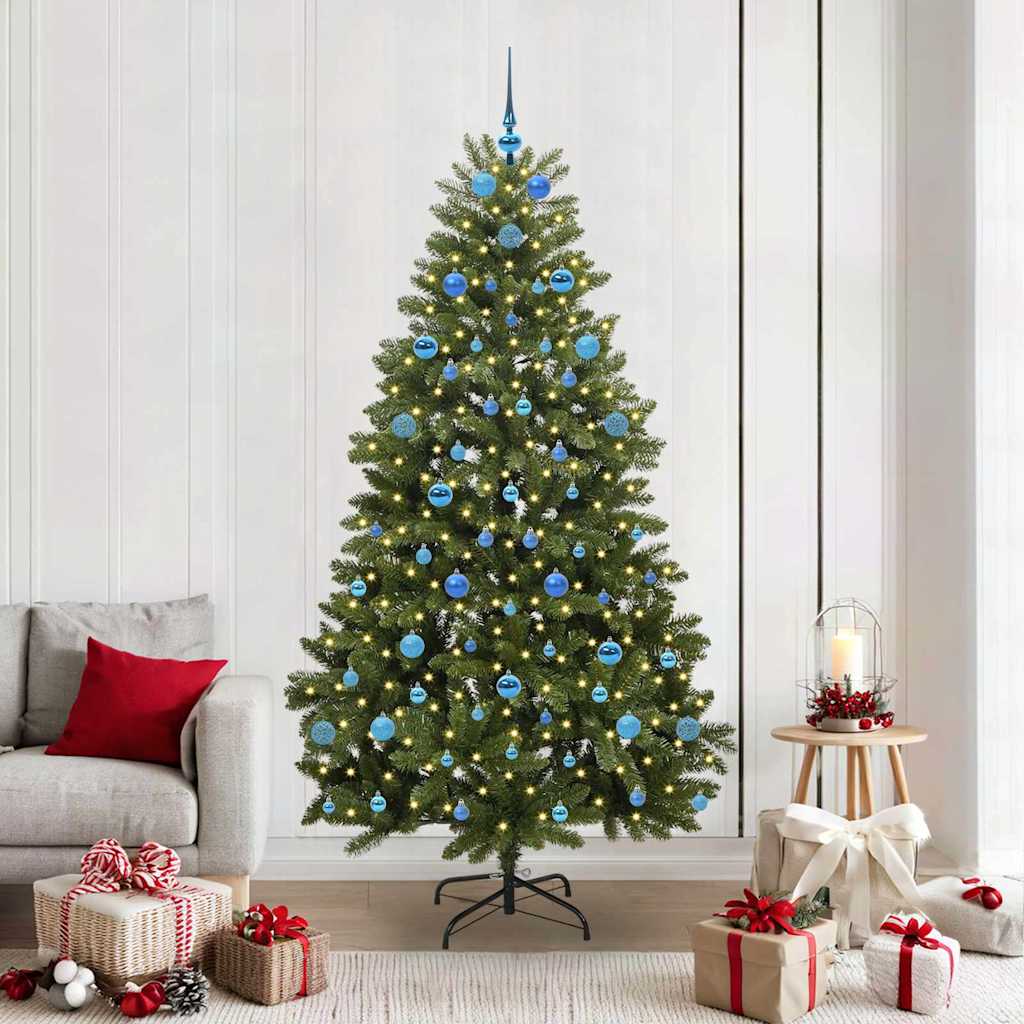 Kunstigt juletræ med 300 LED'er Grøn 210 cm PVC og metal