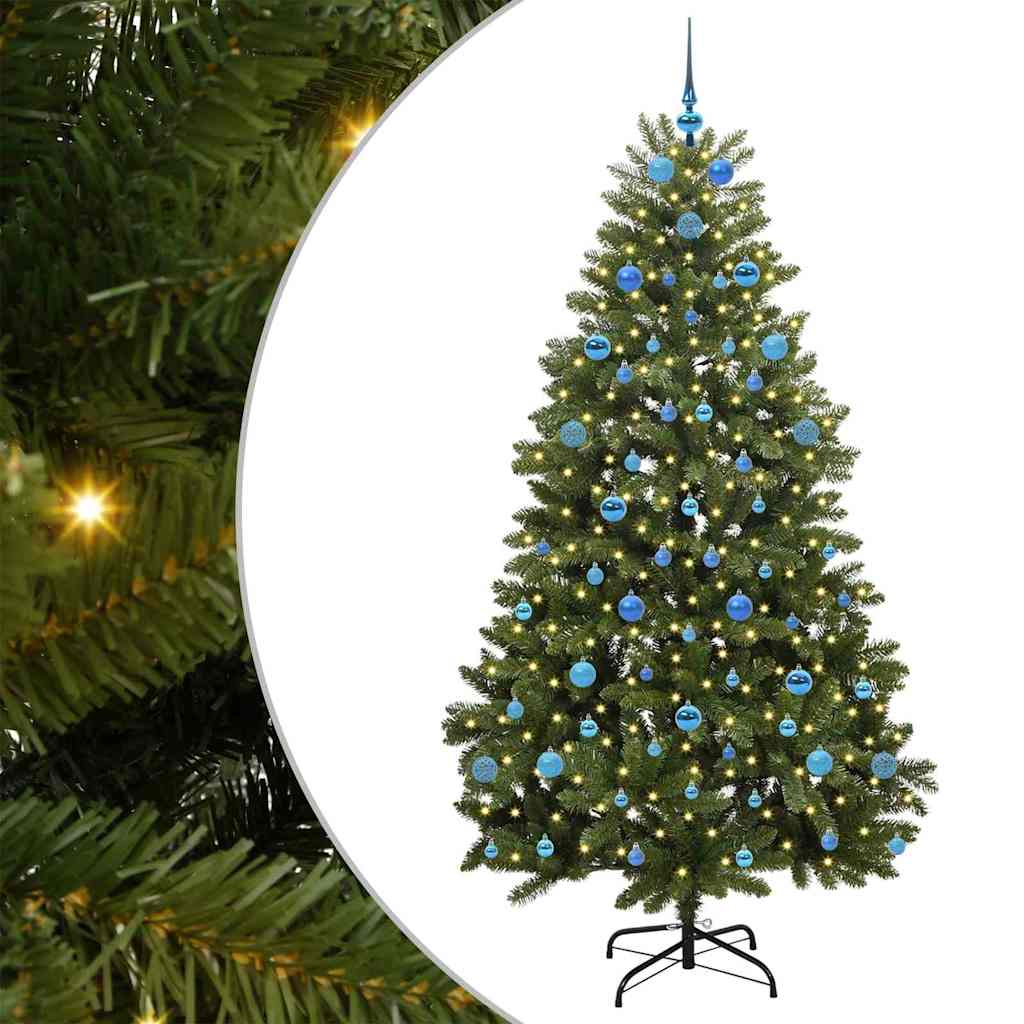 Kunstigt juletræ med 300 LED'er Grøn 210 cm PVC og metal