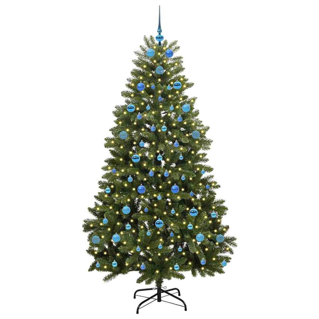 Kunstigt juletræ med 300 LED'er Grøn 210 cm PVC og metal