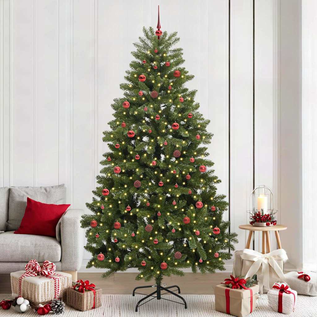 Kunstigt juletræ med 300 LED'er Grøn 240 cm PVC og metal