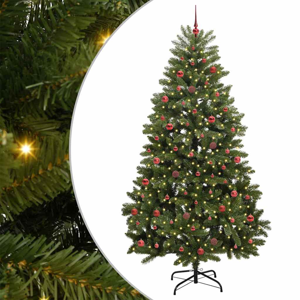 Kunstigt juletræ med 300 LED'er Grøn 240 cm PVC og metal