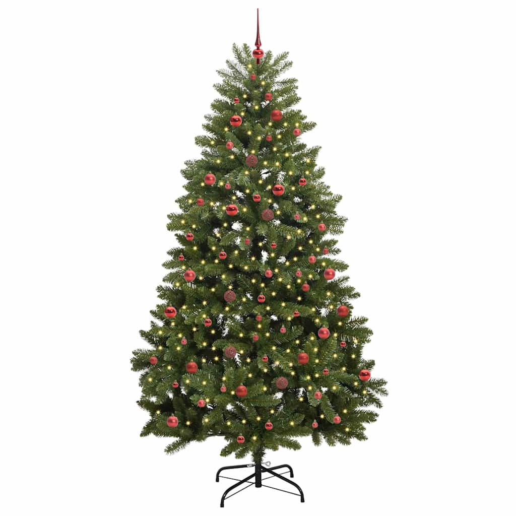 Kunstigt juletræ med 300 LED'er Grøn 240 cm PVC og metal