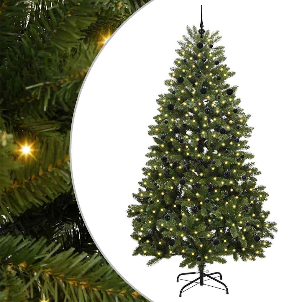 Kunstigt juletræ med 300 LED'er Grøn 240 cm PVC og metal