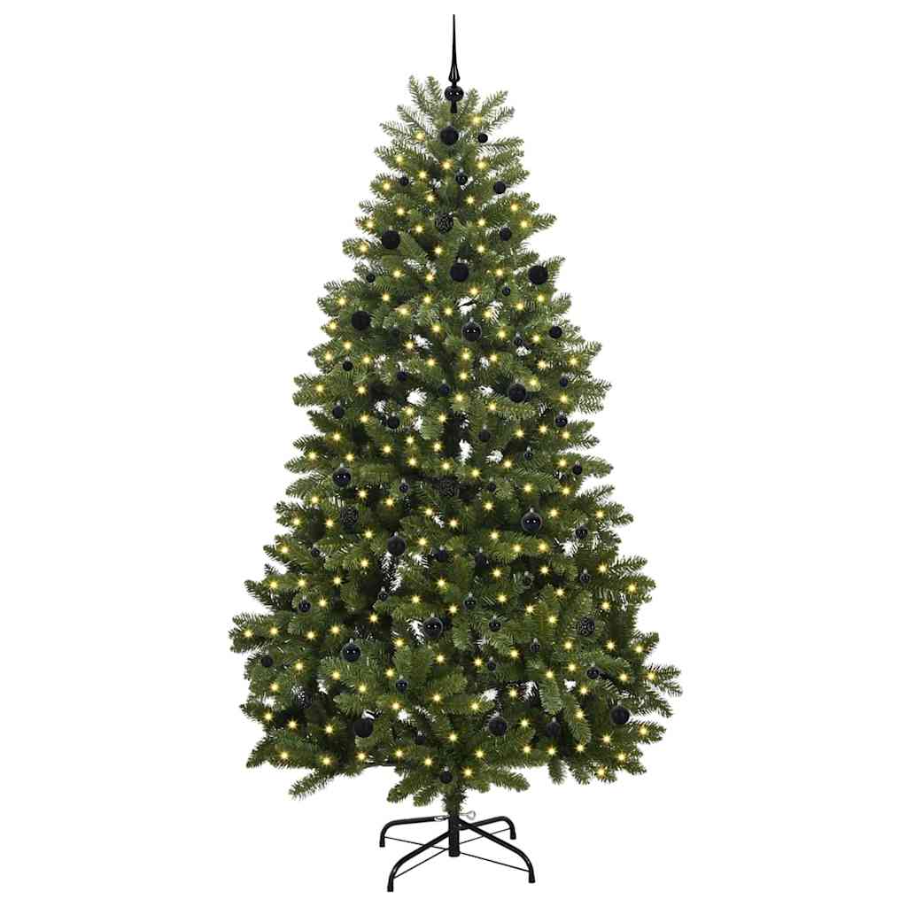 Kunstigt juletræ med 300 LED'er Grøn 240 cm PVC og metal