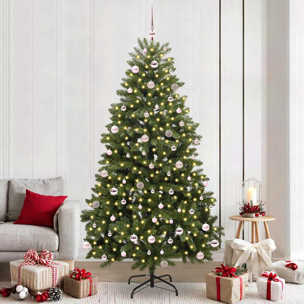 Kunstigt juletræ med 300 LED'er Grøn 240 cm PVC og metal
