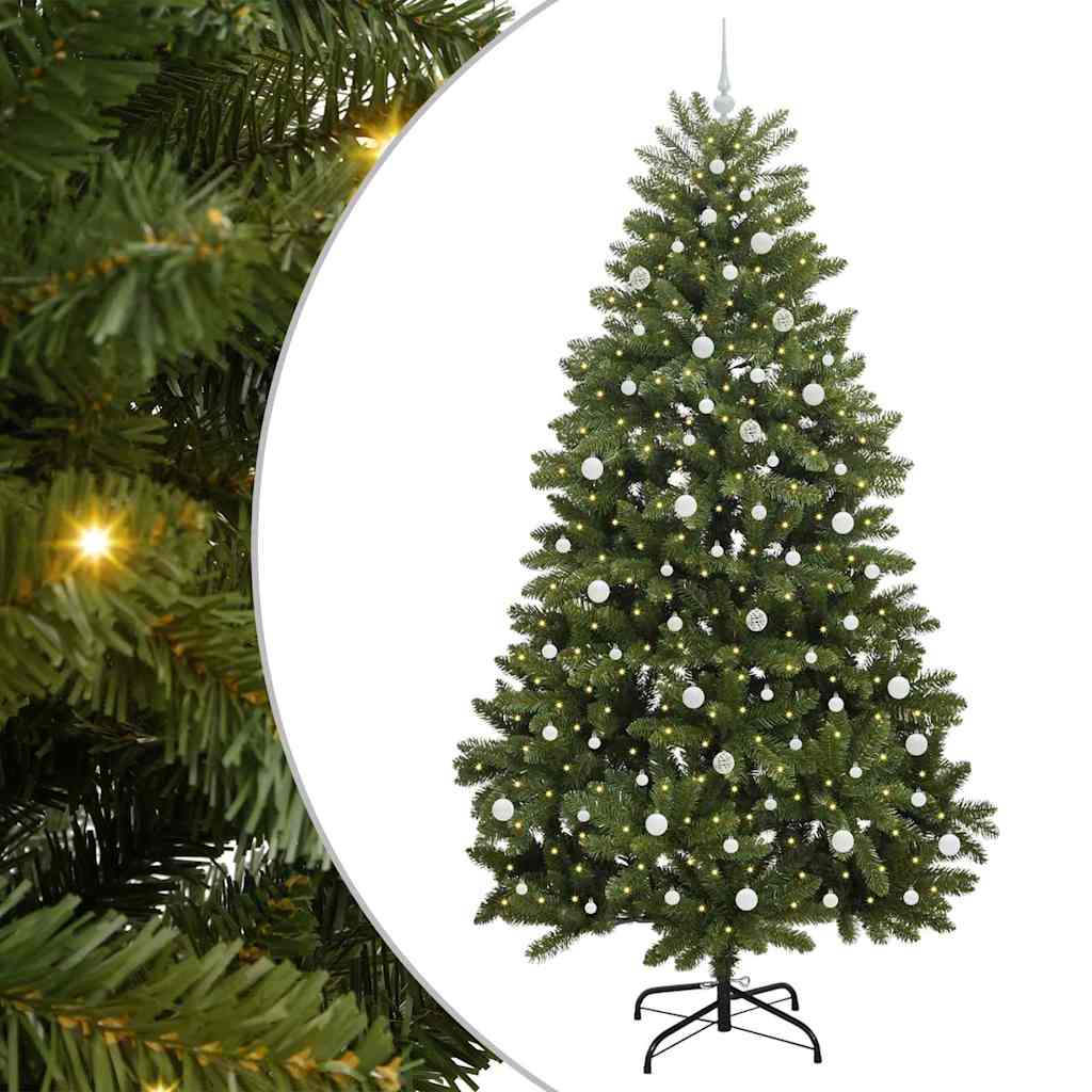 Kunstigt juletræ med 300 LED'er Grøn 240 cm PVC og metal