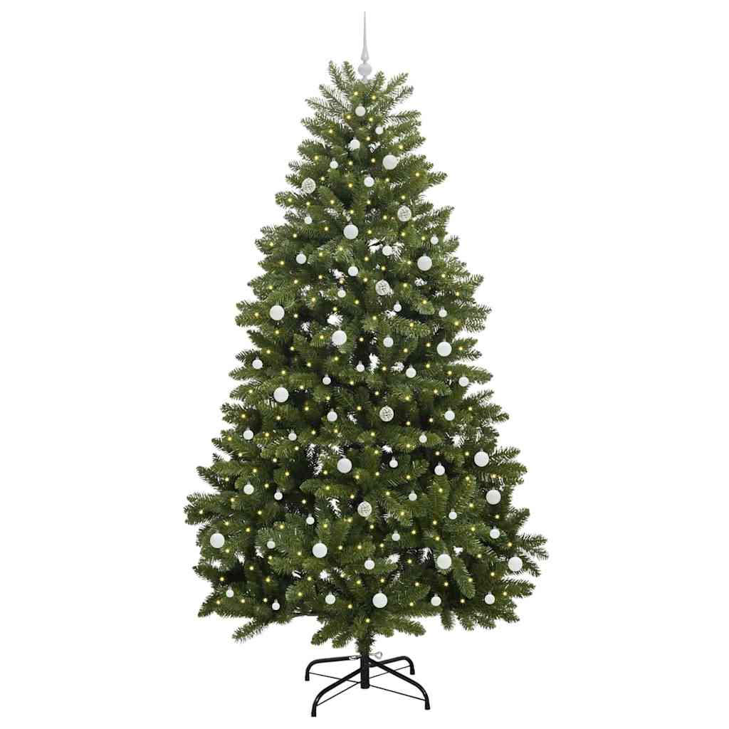 Kunstigt juletræ med 300 LED'er Grøn 240 cm PVC og metal