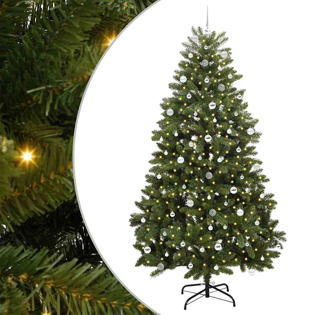 Kunstigt juletræ med 300 LED'er Grøn 240 cm PVC og metal