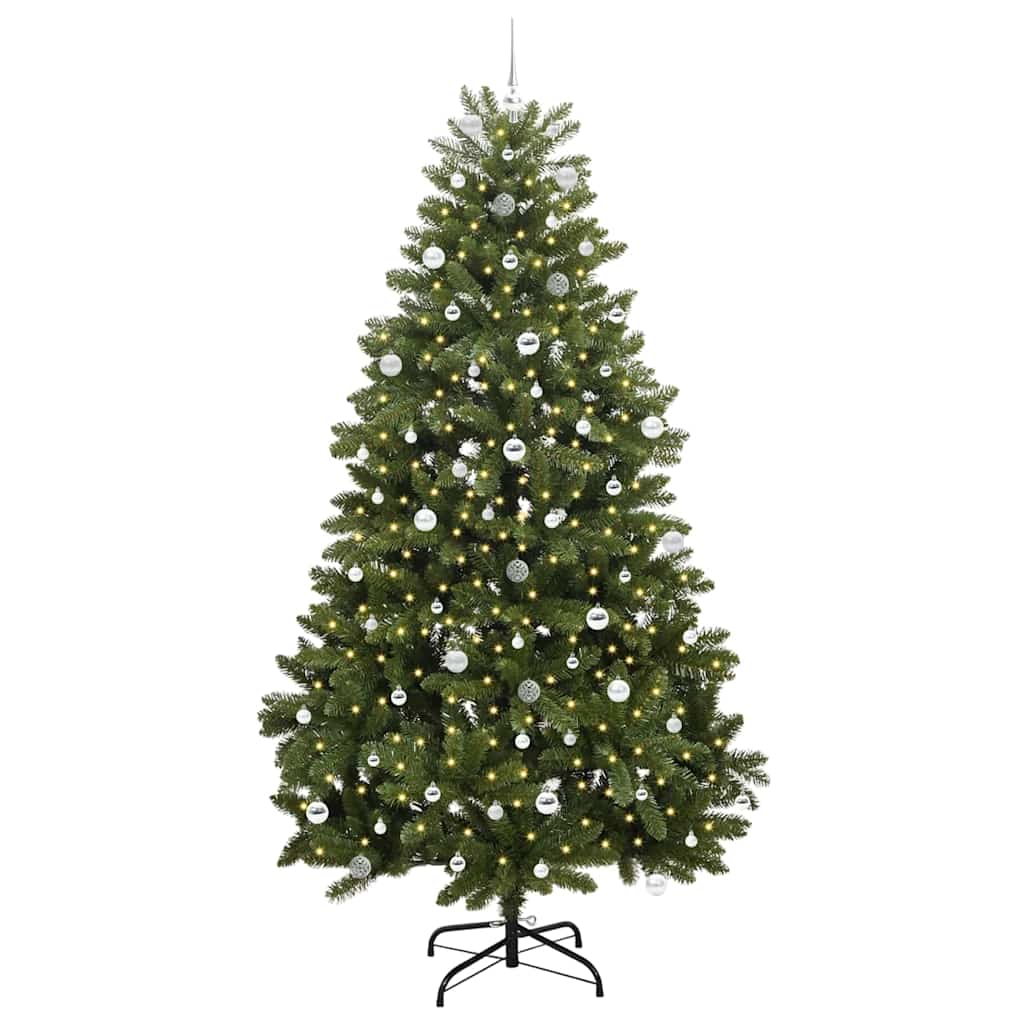 Kunstigt juletræ med 300 LED'er Grøn 240 cm PVC og metal