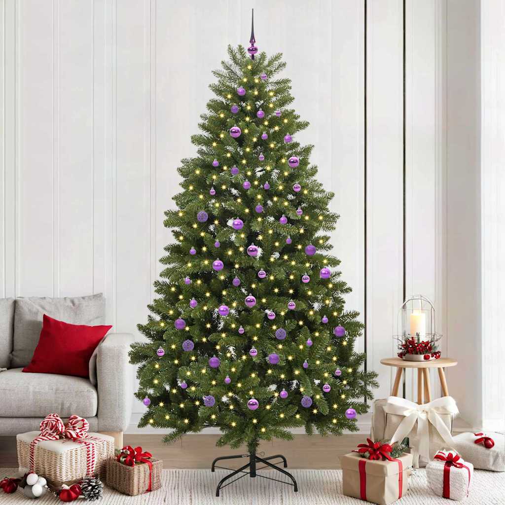 Kunstigt juletræ med 300 LED'er Grøn 240 cm PVC og metal