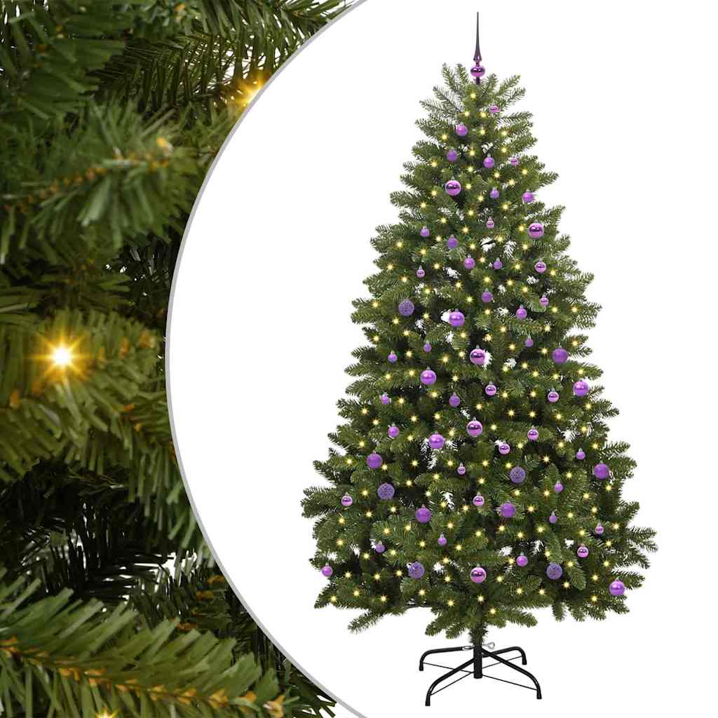 Kunstigt juletræ med 300 LED'er Grøn 240 cm PVC og metal