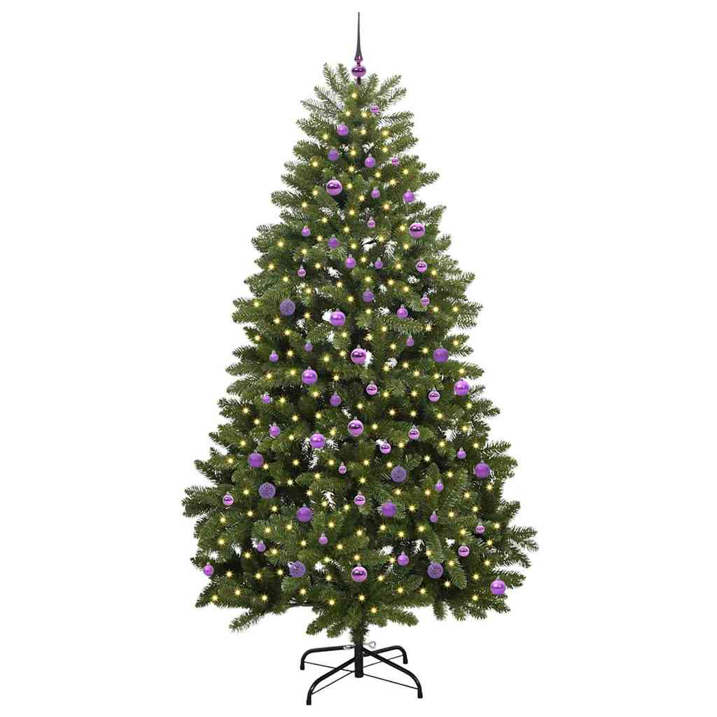 Kunstigt juletræ med 300 LED'er Grøn 240 cm PVC og metal