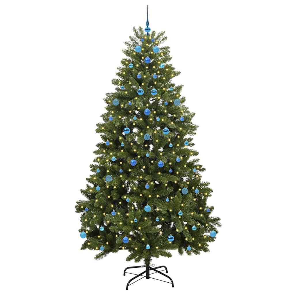 Kunstigt juletræ med 300 LED'er Grøn 240 cm PVC og metal