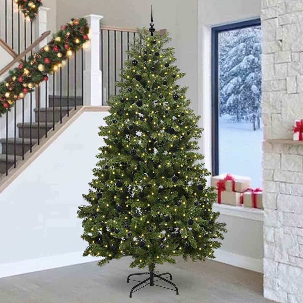 Kunstigt juletræ med 300 LED'er Grøn 270 cm PVC og metal