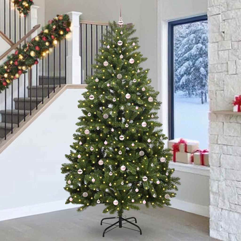 Kunstigt juletræ med 300 LED'er Grøn 270 cm PVC og metal