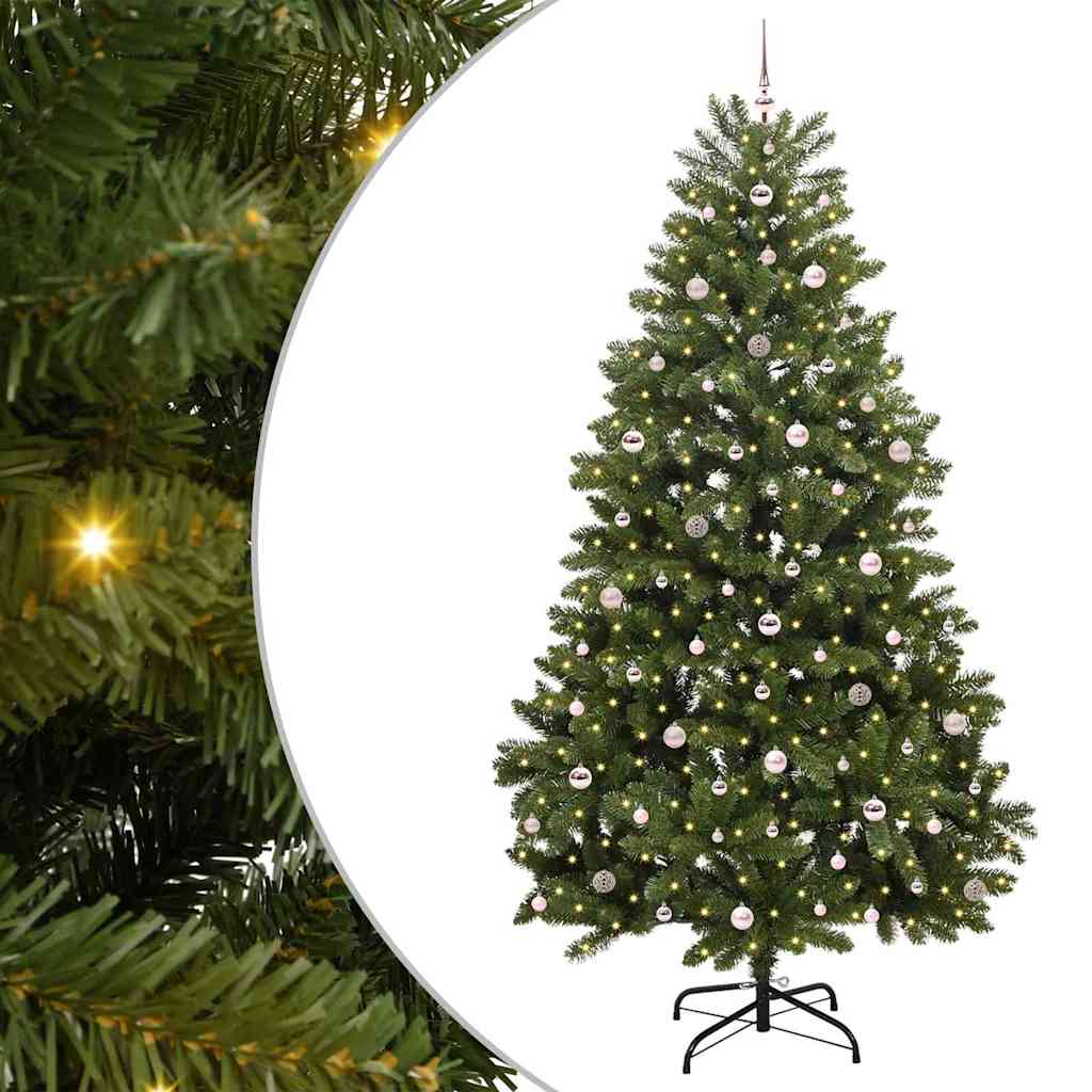 Kunstigt juletræ med 300 LED'er Grøn 270 cm PVC og metal