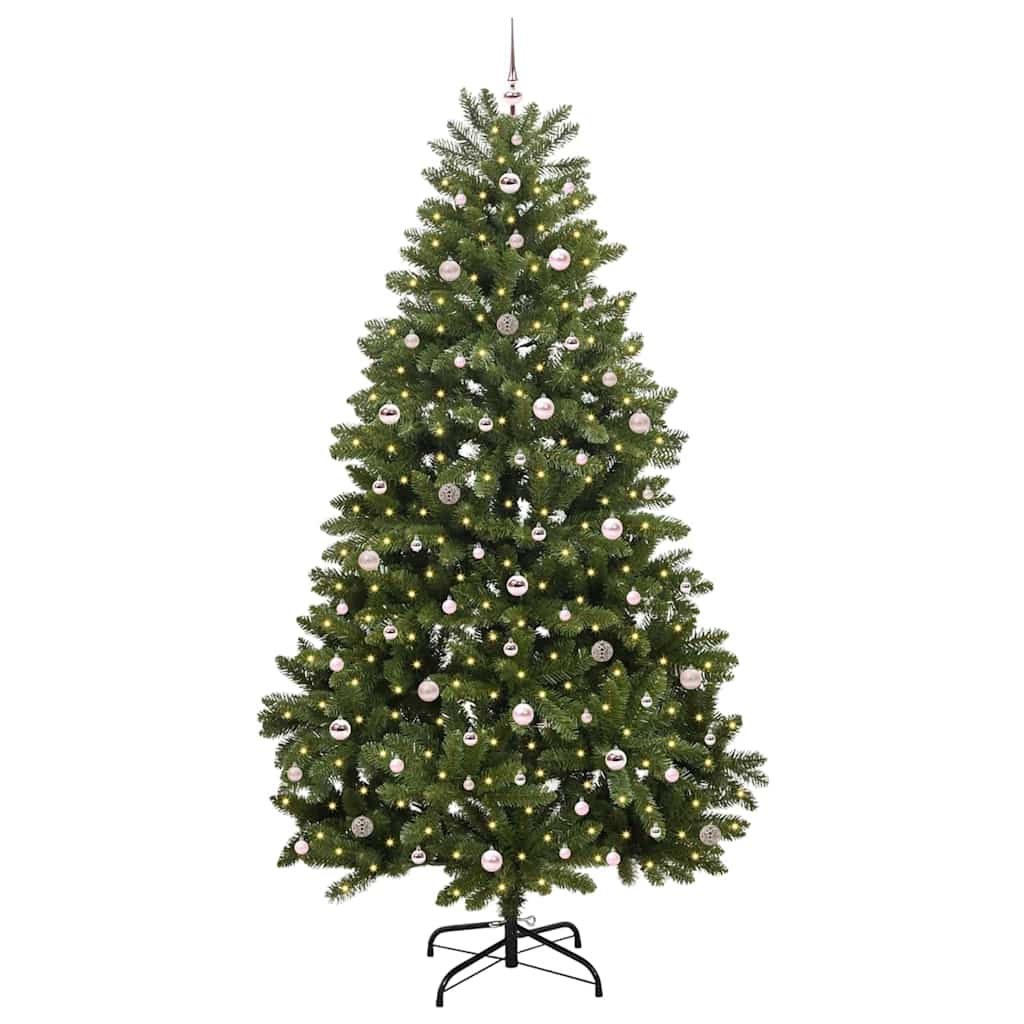 Kunstigt juletræ med 300 LED'er Grøn 270 cm PVC og metal