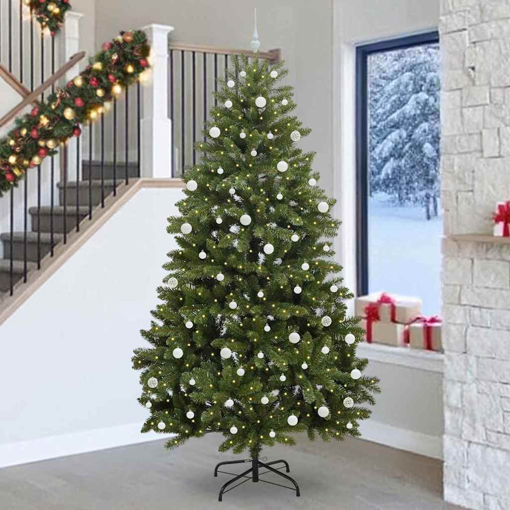 Kunstigt juletræ med 300 LED'er Grøn 270 cm PVC og metal